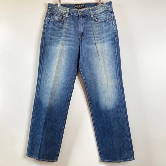 Lucky Brand Mens 181 Jean 36x32 Med Wash Relaxed Straight Distressed 100% Cotton - Picture 15 of 15